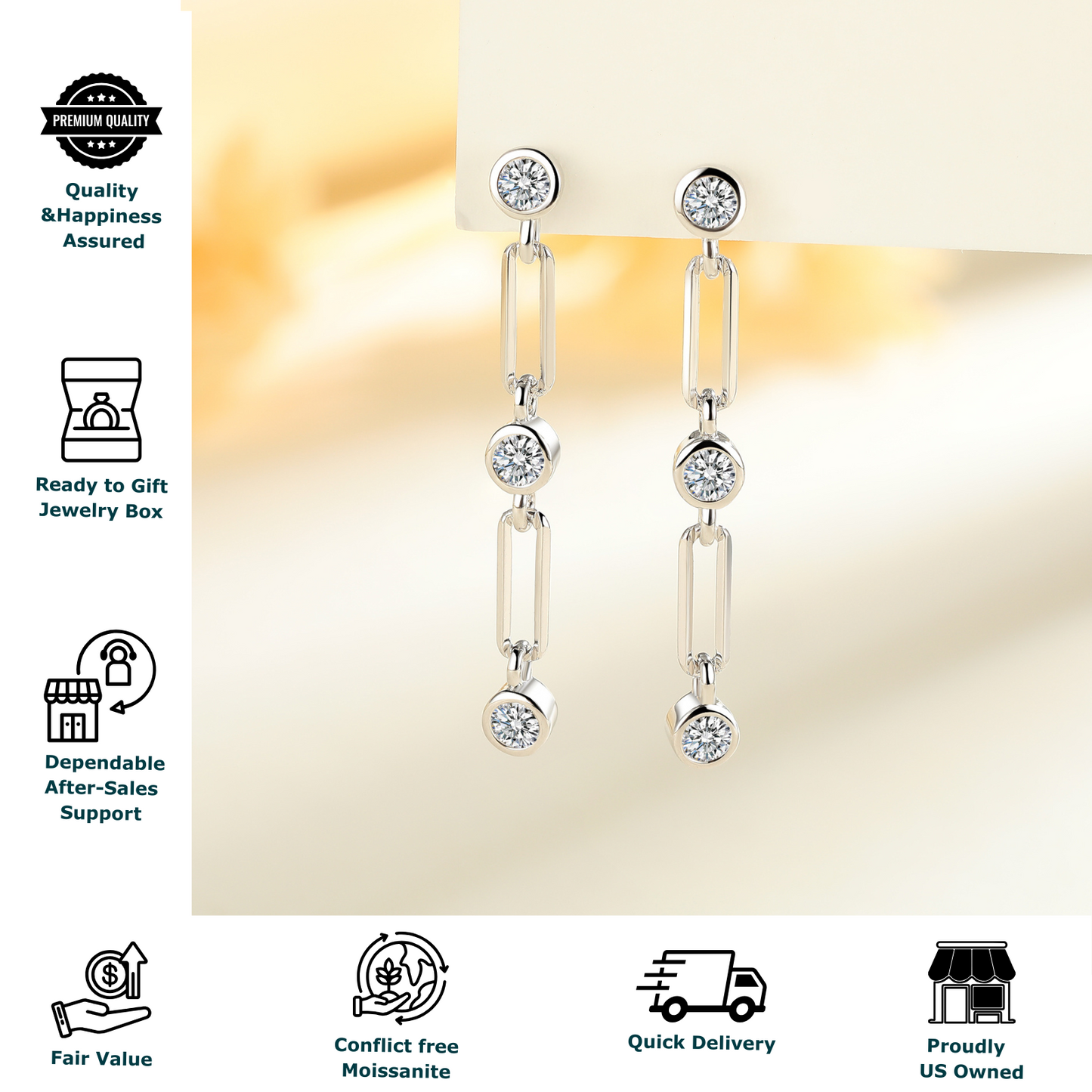 Moissanite Dangle Earrings for Women