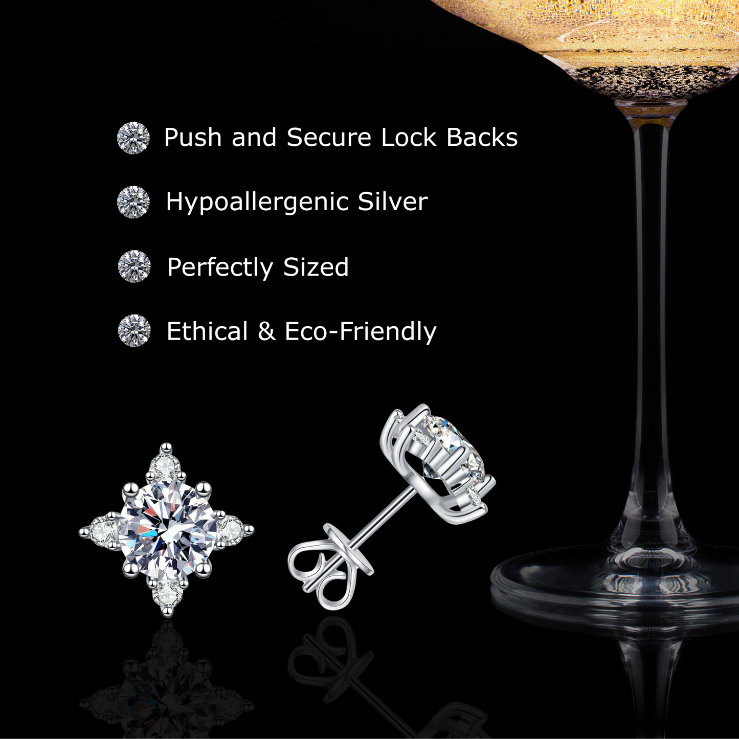 Moissanite Earrings for Women & Men – 1 Carat Sparkling Stud Earrings