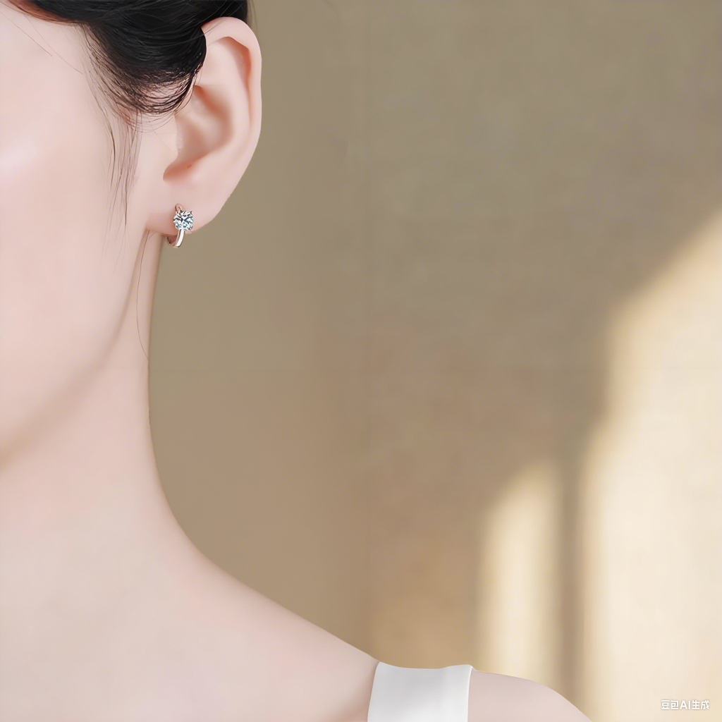 1 Carat D Color Moissanite Hoop Earrings for Women