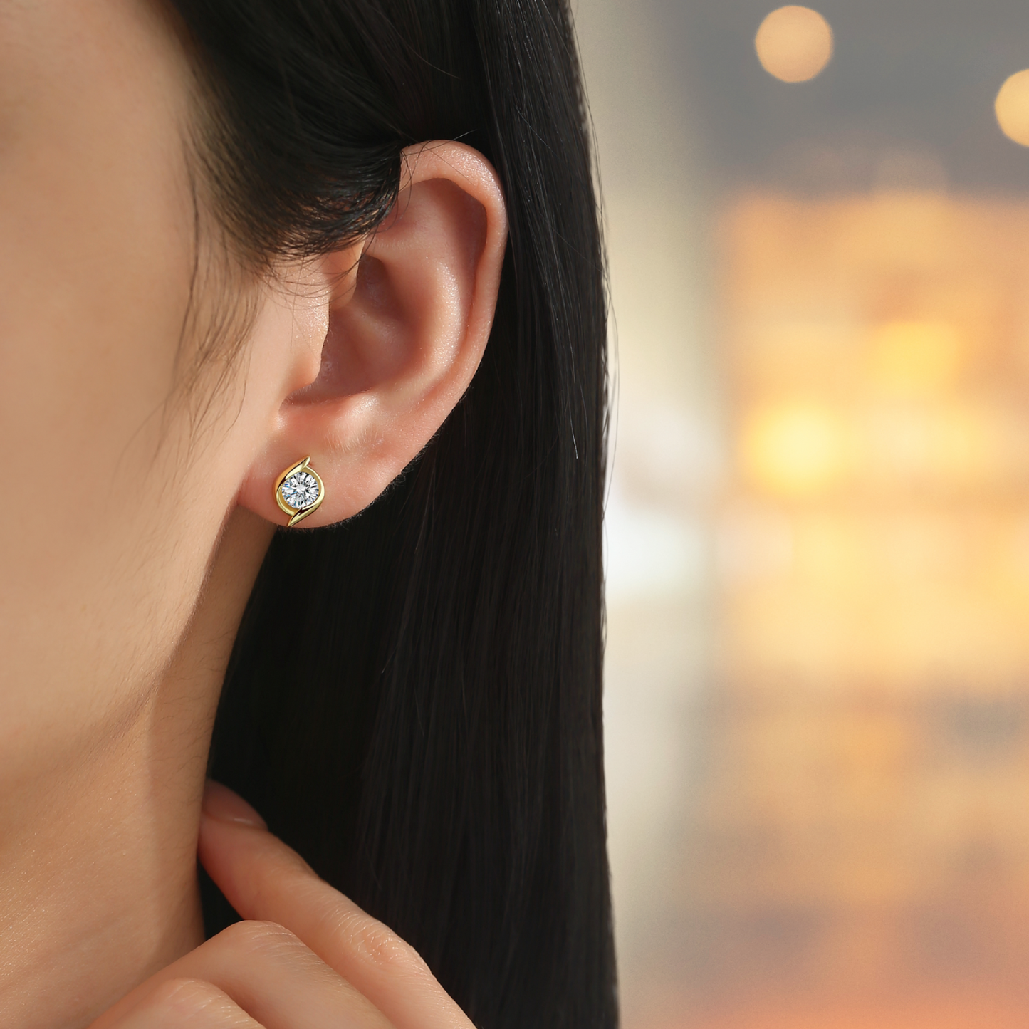 Moissanite Gold Earring Studs for Women
