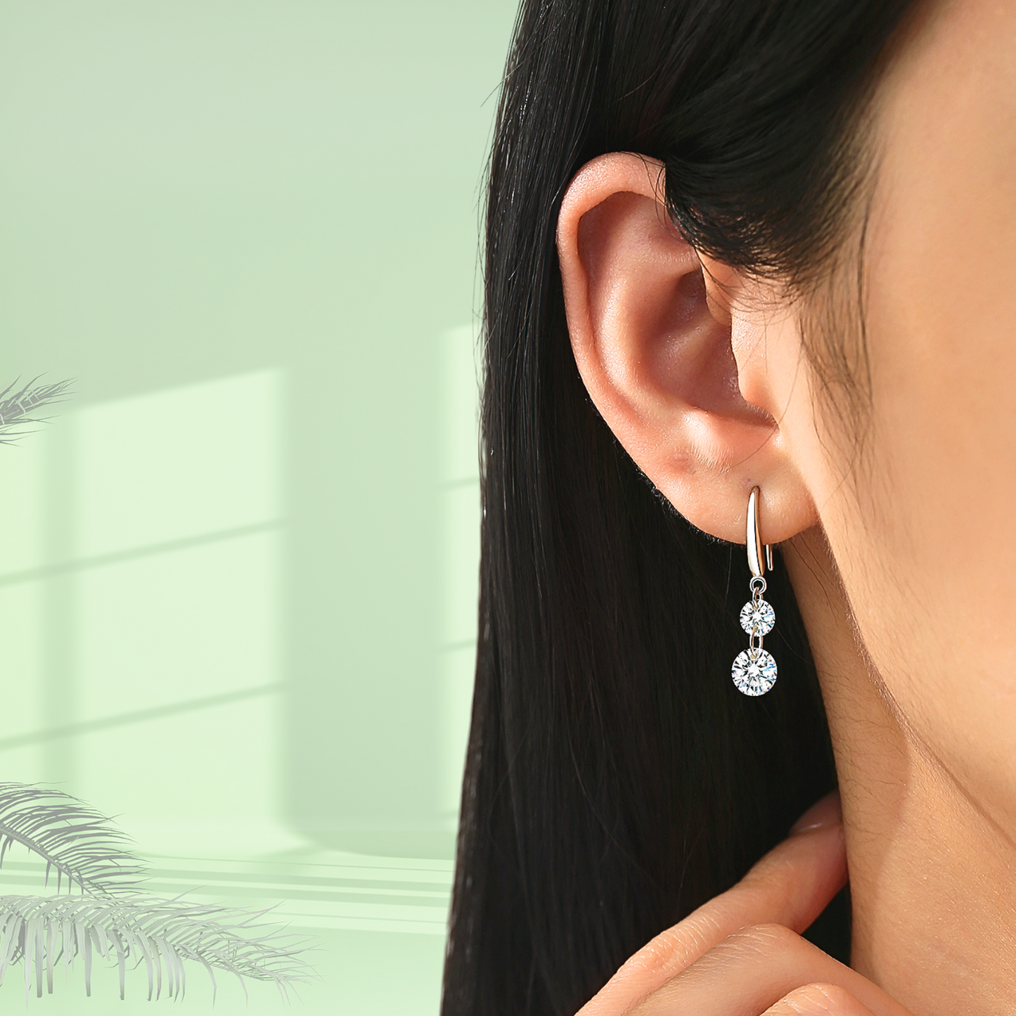 3 Carat (1.5 * 2) Moissanite Dangle Earrings for Women