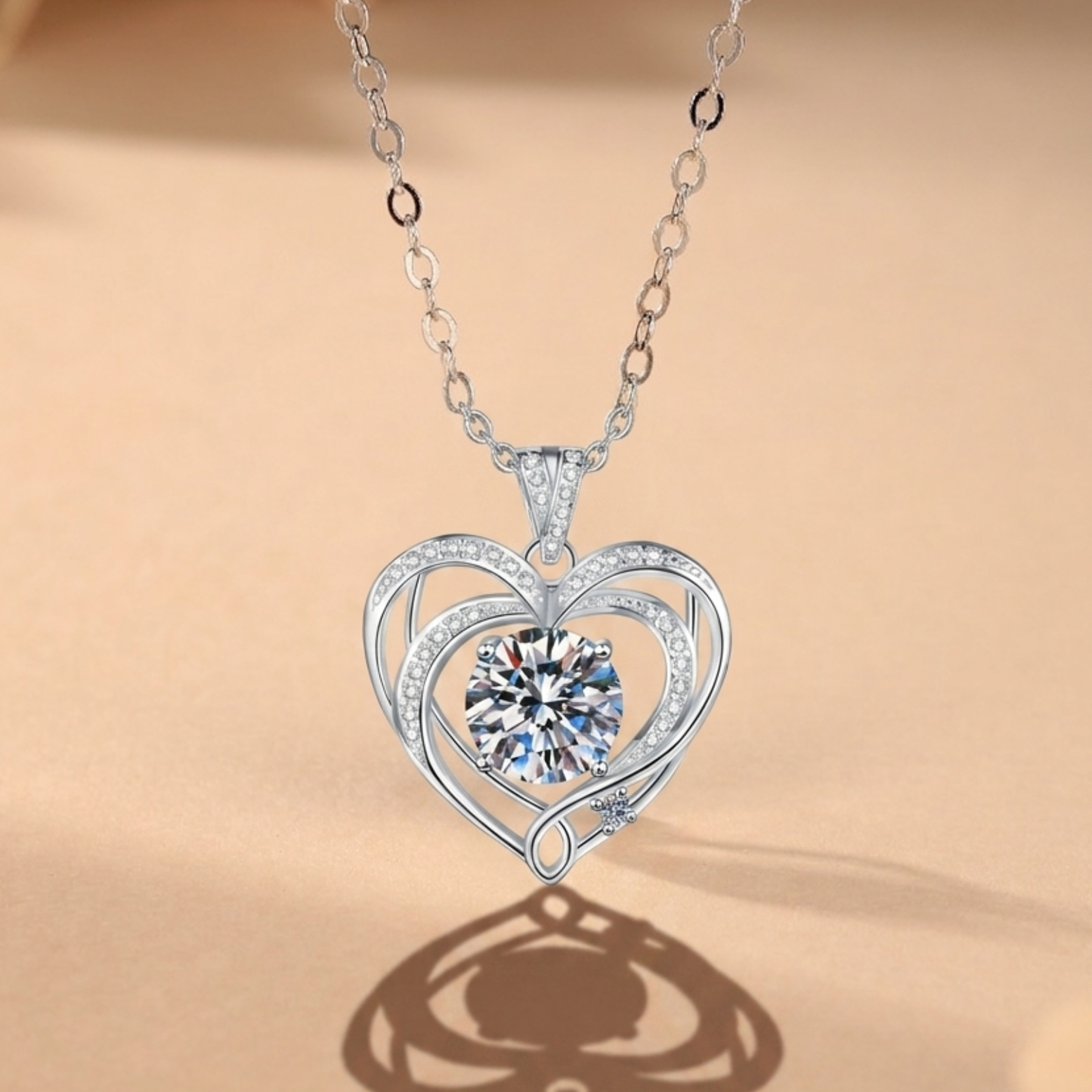 callalove Moissanite 3 Carat Heart Necklace for Women, Mother's Day Gift