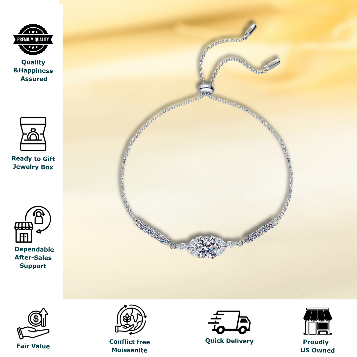 1 Carat Moissanite & Zircon Bracelet -Moissanite Jewelry for Women