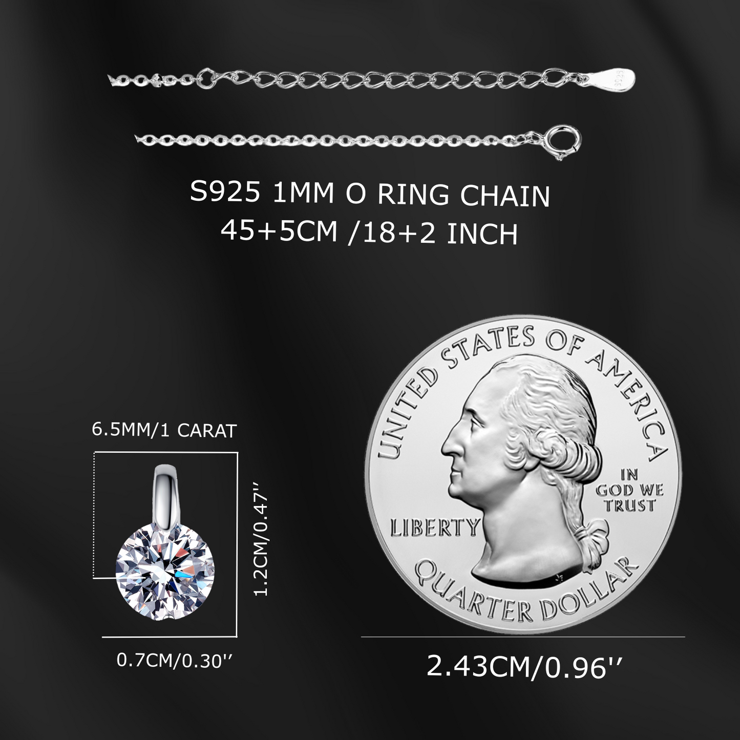1 Carat Moissanite Solitaire Pendant Necklace for Women