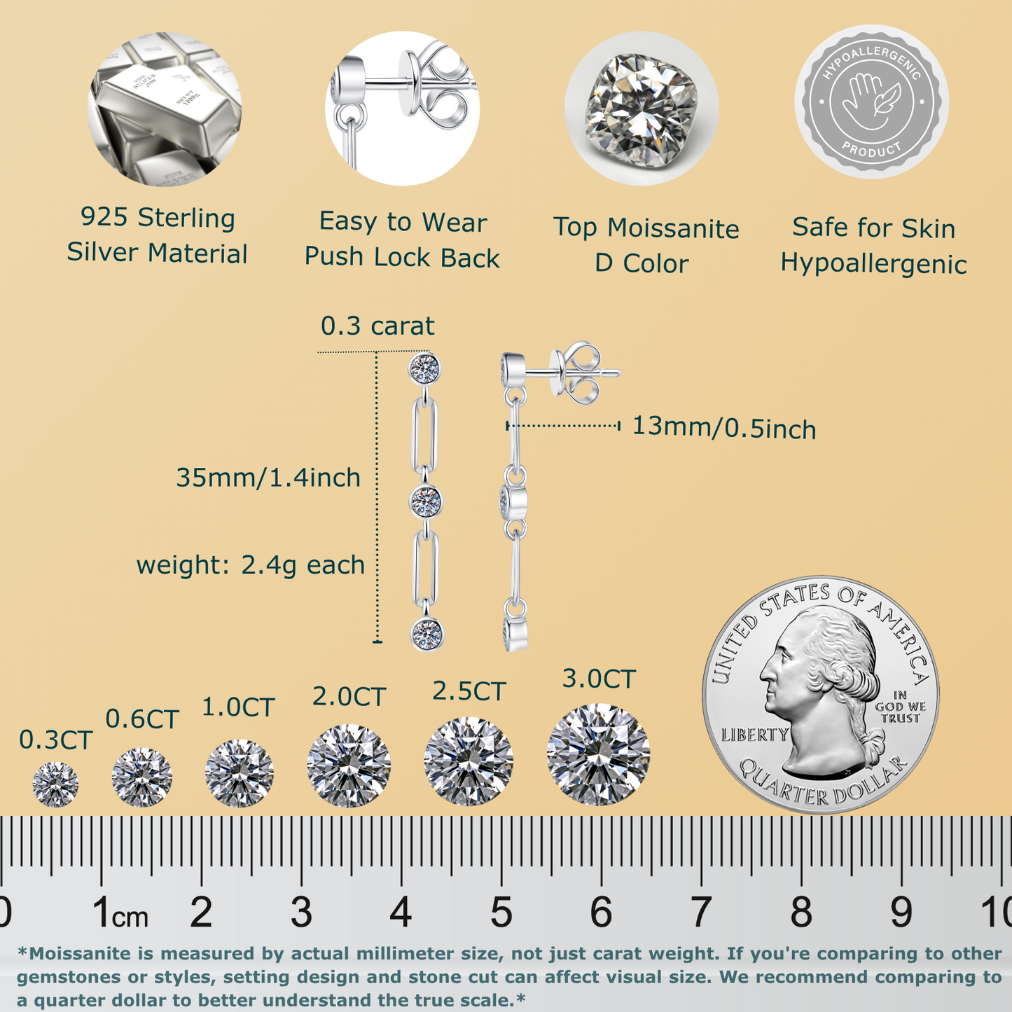 Moissanite Dangle Earrings for Women