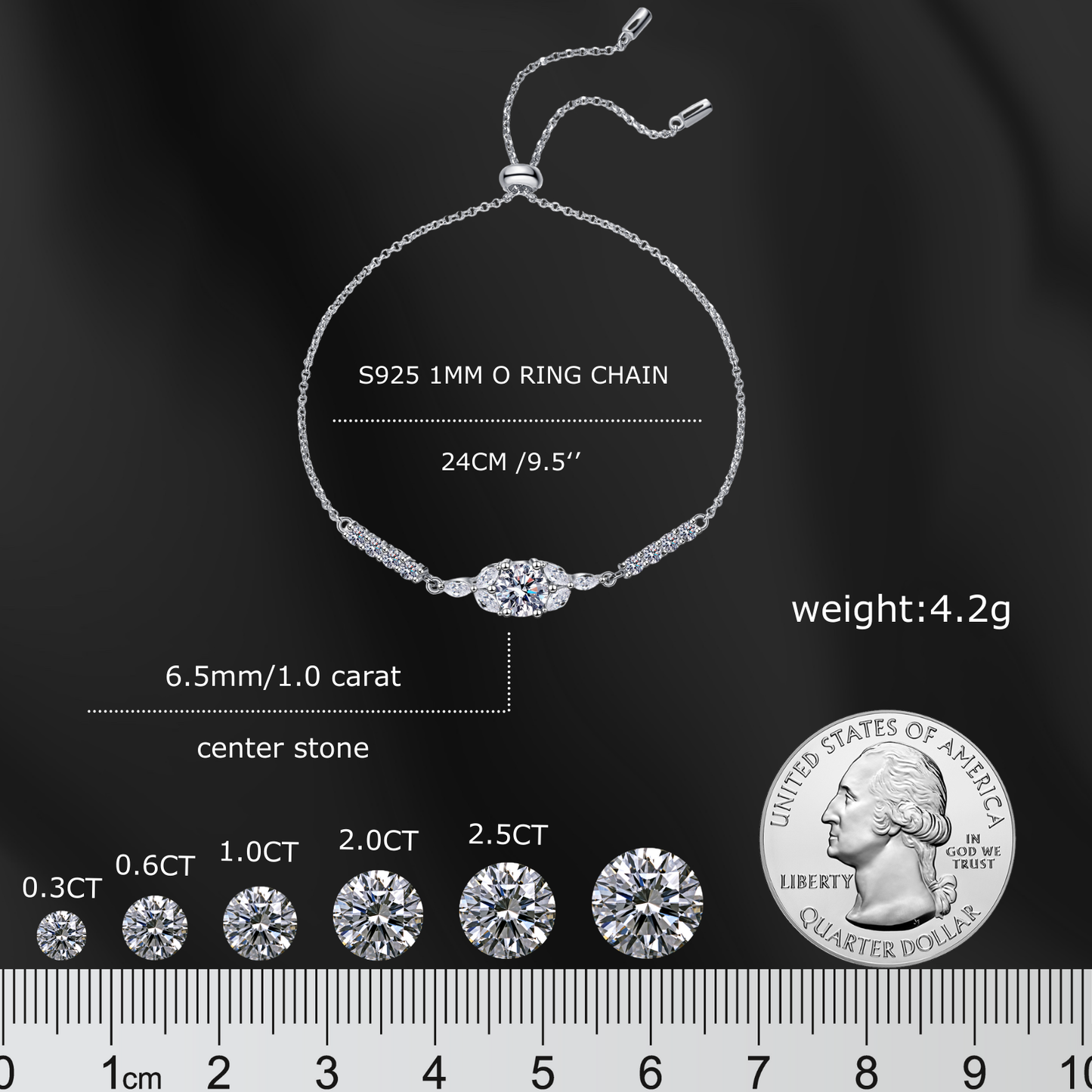 1 Carat Moissanite & Zircon Bracelet -Moissanite Jewelry for Women