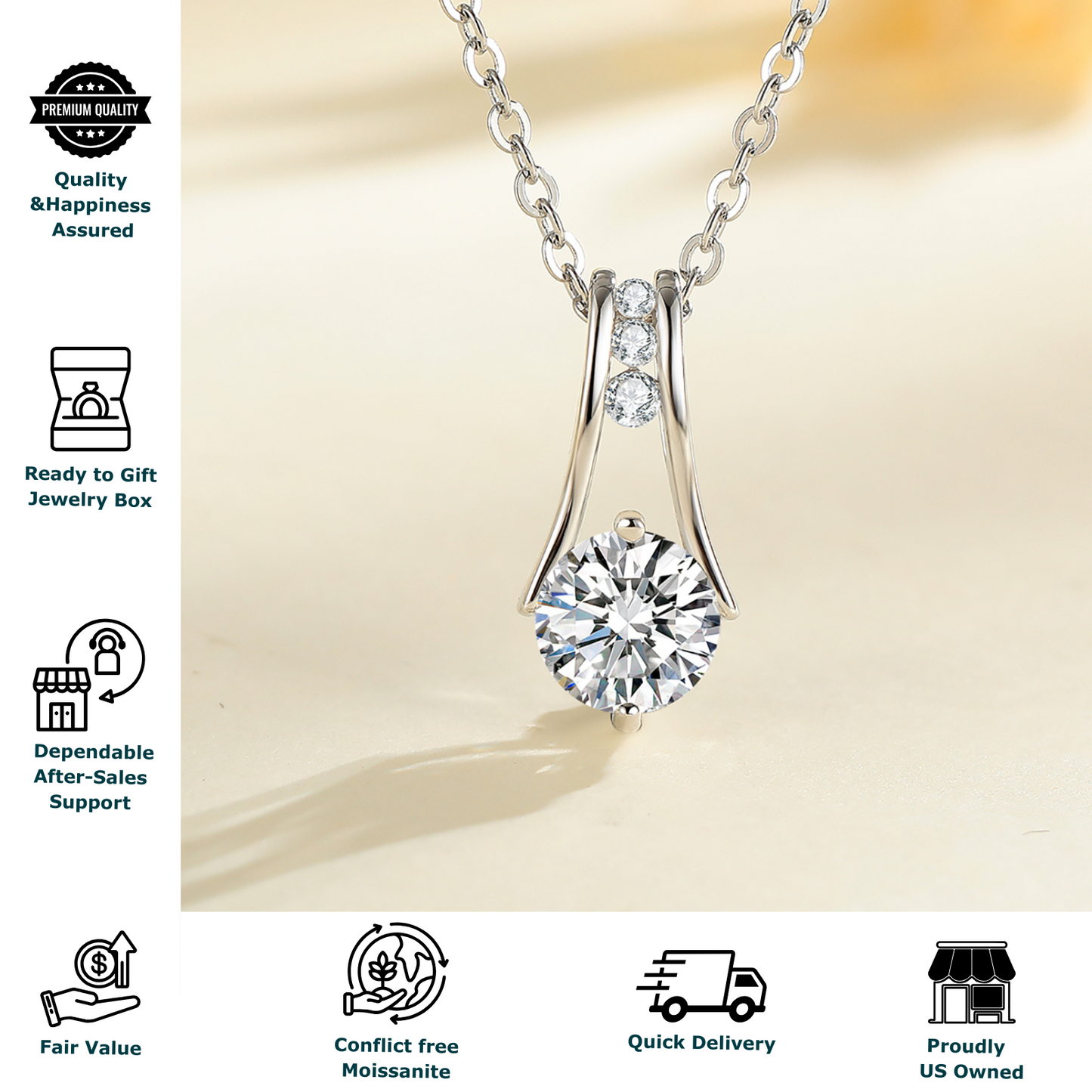 1 Carat Teardrop Pendant 18–20 Inch Chain