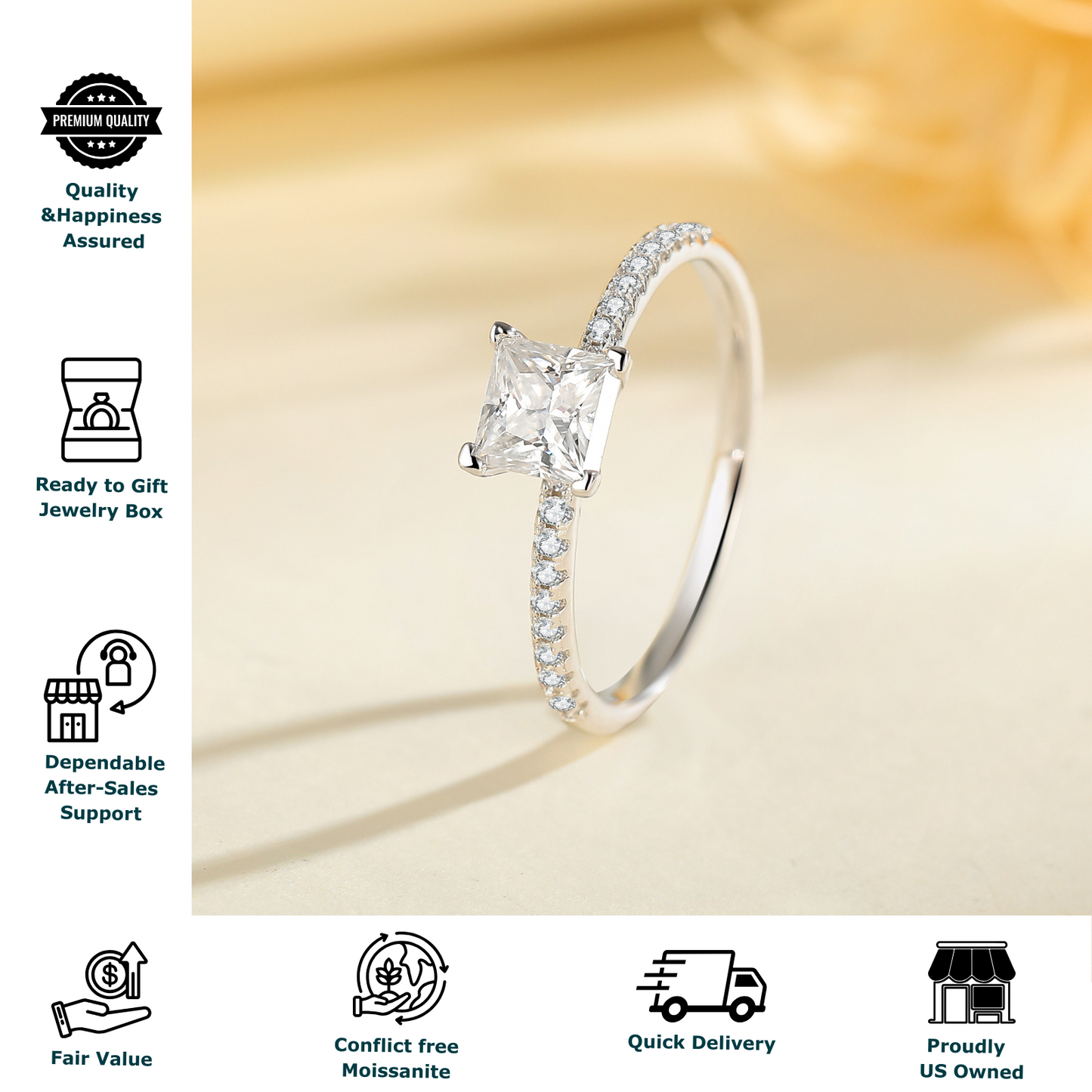 Moissanite Promise Ring for Women