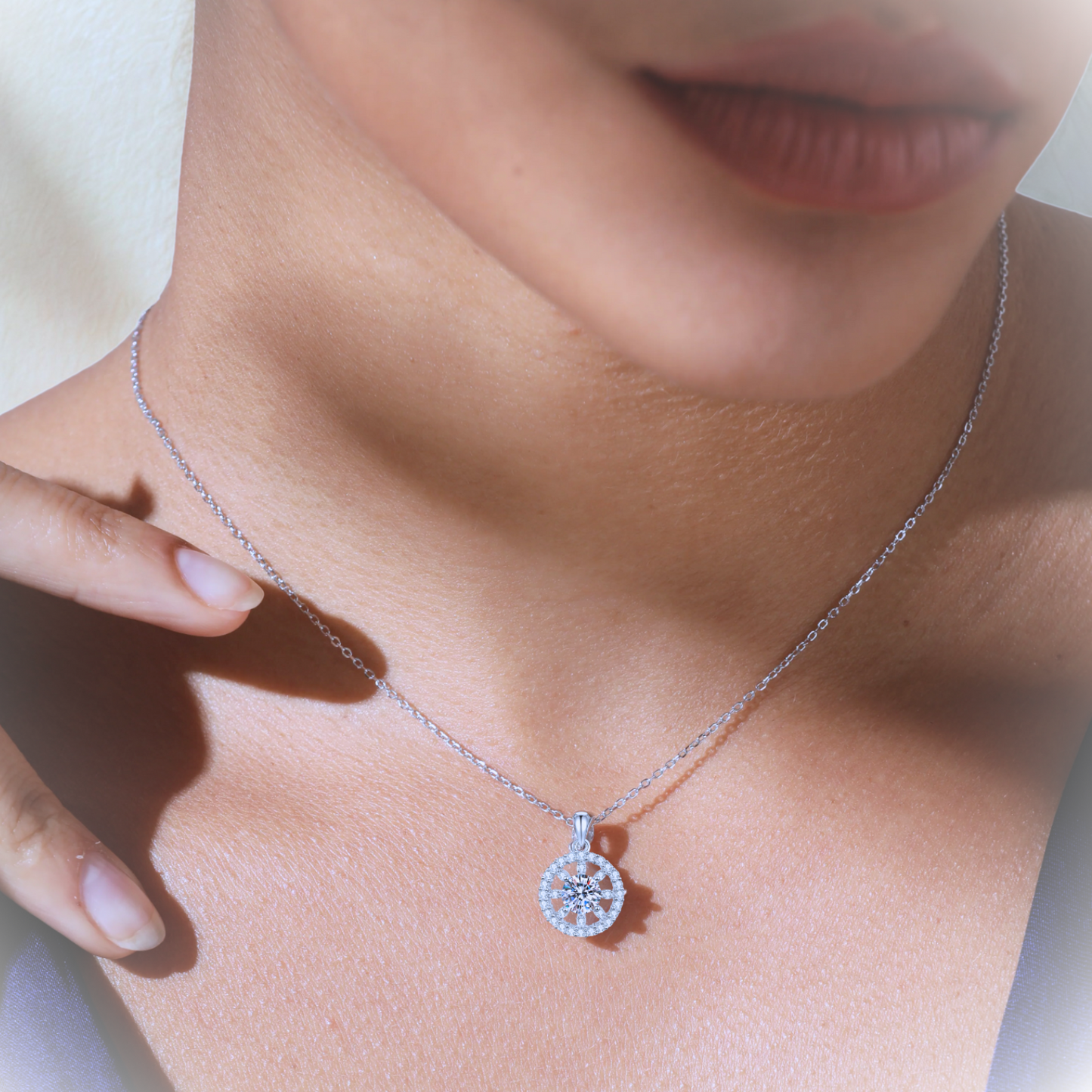 1 Carat Lucky Sun Glowing Moissanite Pendant Necklace