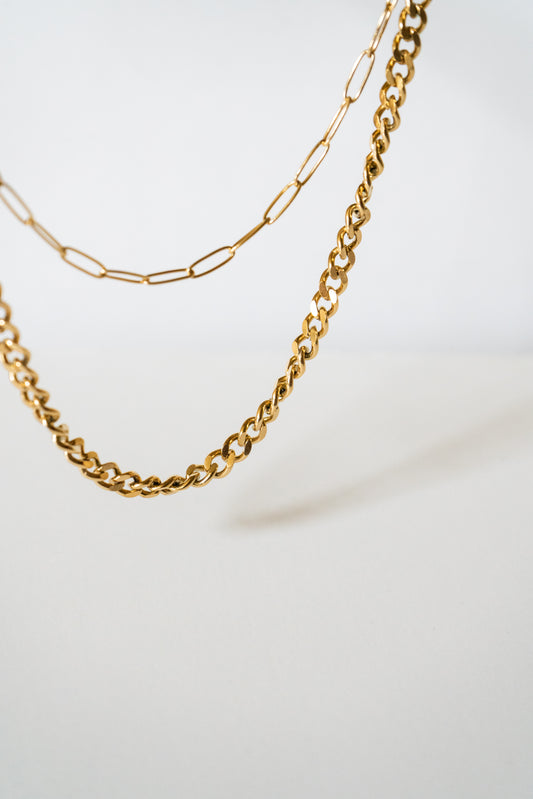 14K Gold-Plated Chunky Chain Layered Necklace