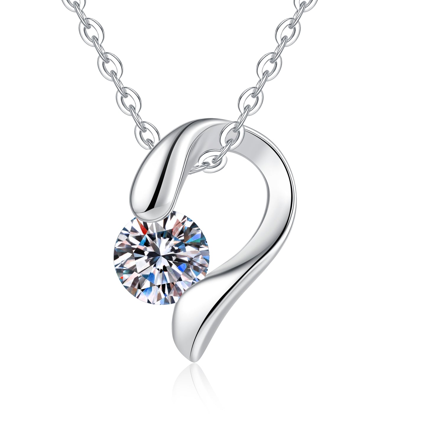 Moissanite Heart Necklace for Women 18-20 Inch Chain