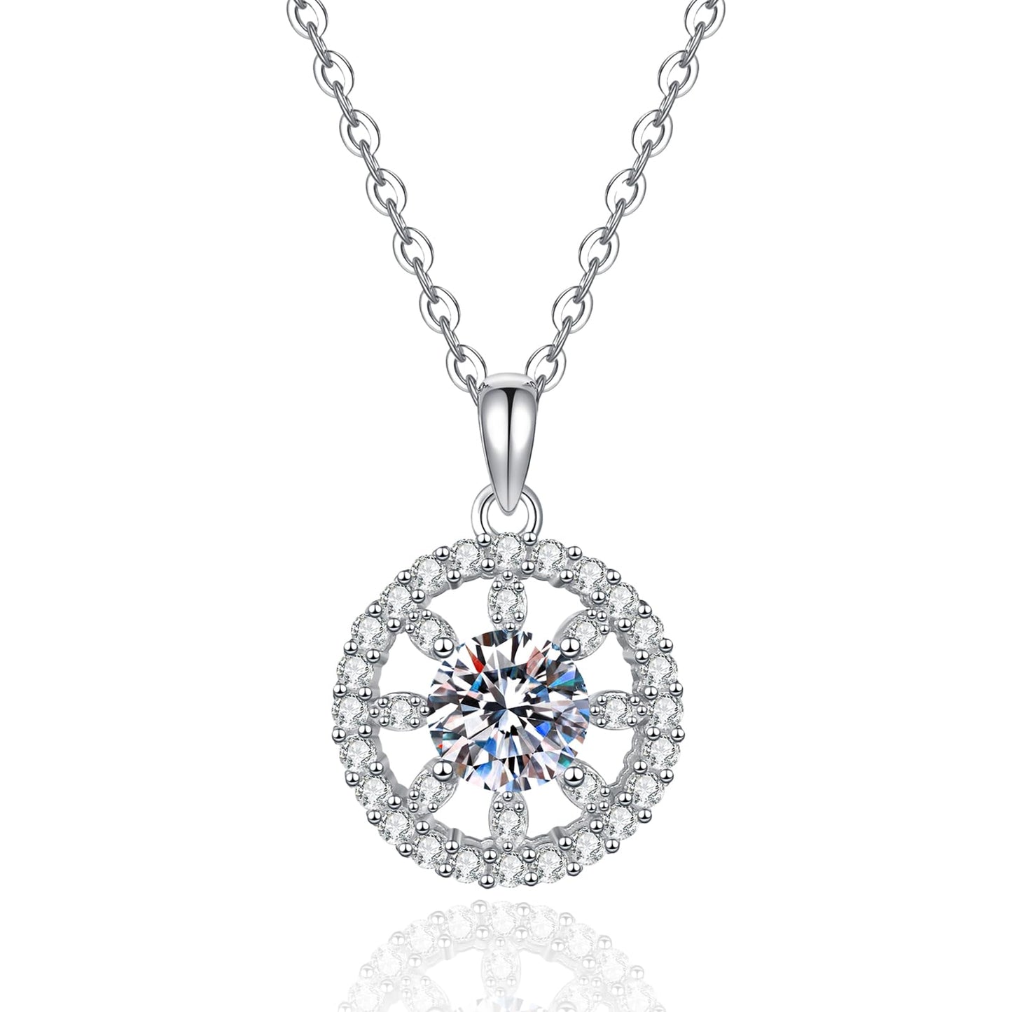 1 Carat Lucky Sun Glowing Moissanite Pendant Necklace