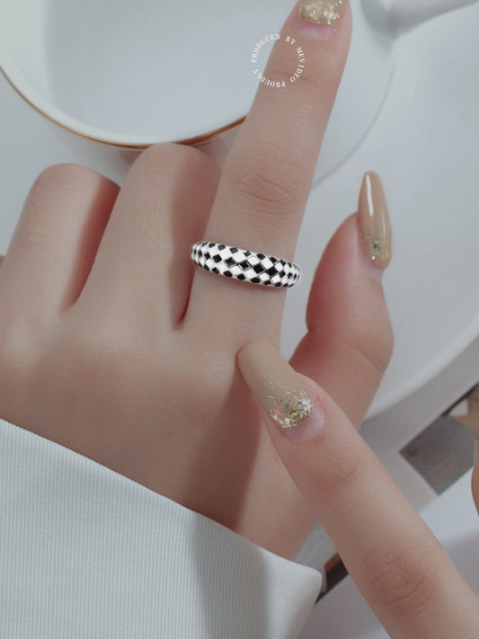 Black and White Checkerboard Ring