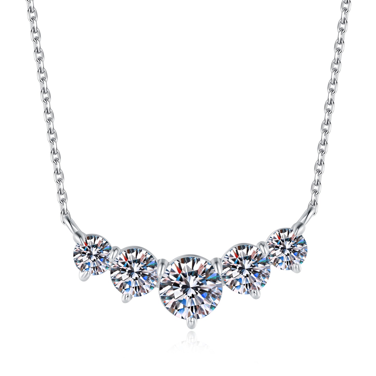 5-Stone Graduated Moissanite Pendant Necklace for Women