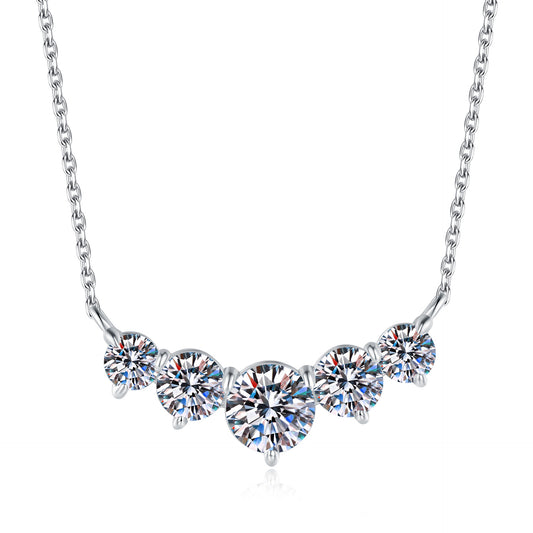 5-Stone Graduated Moissanite Pendant Necklace for Women