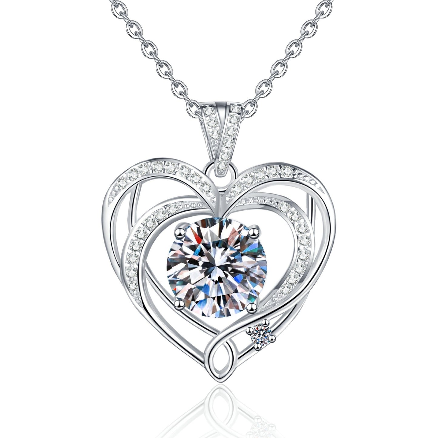 callalove Moissanite 3 Carat Heart Necklace for Women, Mother's Day Gift