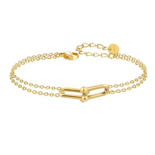 U Shape Link Gold Bracelets