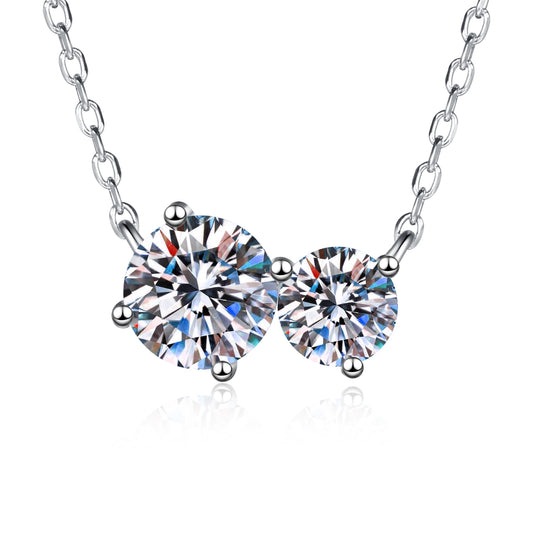 callalove 2-Stone Moissanite Pendant Necklace for Women