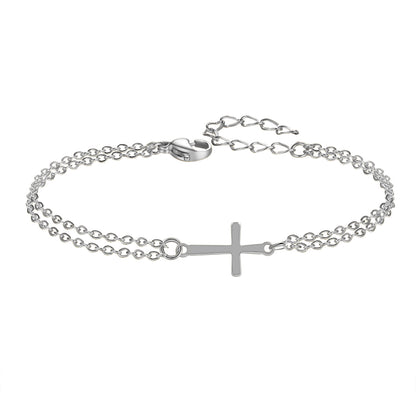 Cross Layered Chain Bracelet 2 Colors