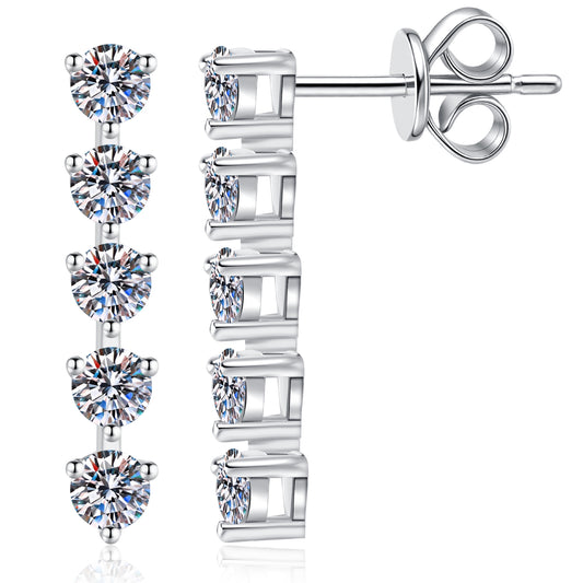 5-Stone Moissanite Stud Earrings for Women