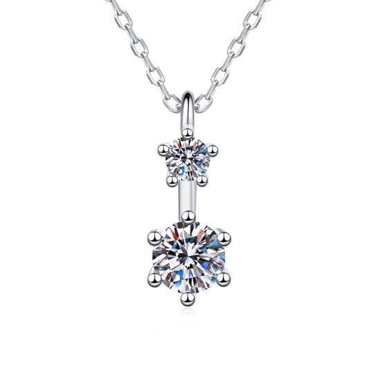 2-Stone Graduated Moissanite Pendant Necklace for Women