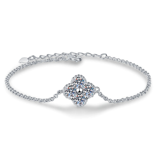 Moissanite Bracelet for Women Adjustable Sterling Silver Chain 6.5-8''