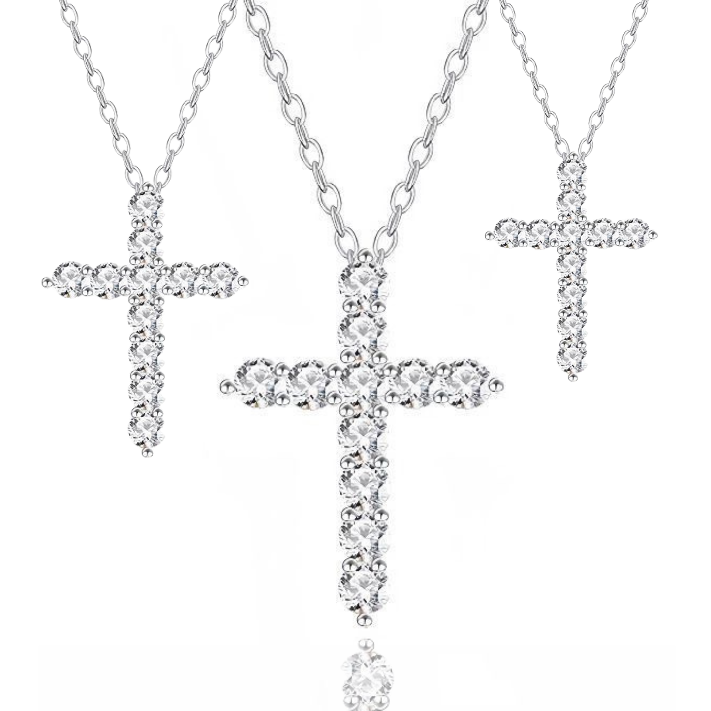Moissanite Cross Necklace for Women, Dainty Silver Pendant