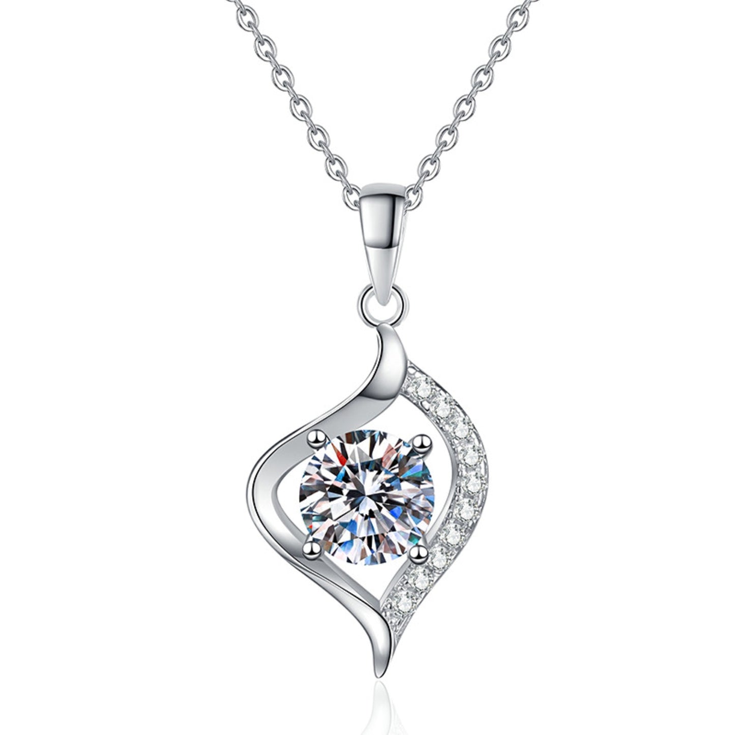 callalove Moissanite Wave Heart Necklace for Women, Mother's Day Gift
