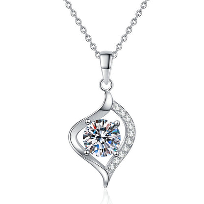 callalove Moissanite Wave Heart Necklace for Women, Mother's Day Gift