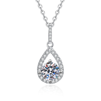 Waterdrop Moissanite Pendant Necklace for Women, 1 Carat Solitaire