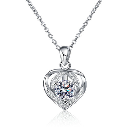 1 Carat Moissanite Heart Necklace for Women