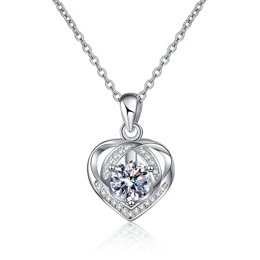 1 Carat Moissanite Heart Necklace for Women