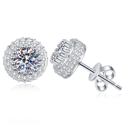 Callalove Moissanite Halo Stud Earrings for Women, 1CTTW Round Cut D Color VVS1 Moissanite