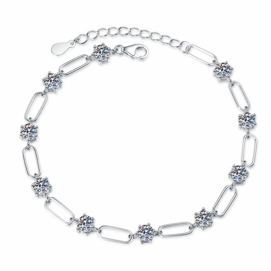 callalove Moissanite Silver Tennis Bracelet for Women, 3.0CT 10-Stone Moissanite Link