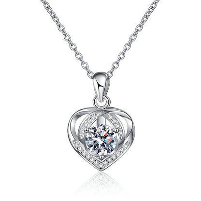 1 Carat Moissanite Heart Necklace for Women