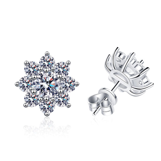 0.5 Carat Sparkling Sunflower Stud Earring - Moissanite Earrings for Women & Men