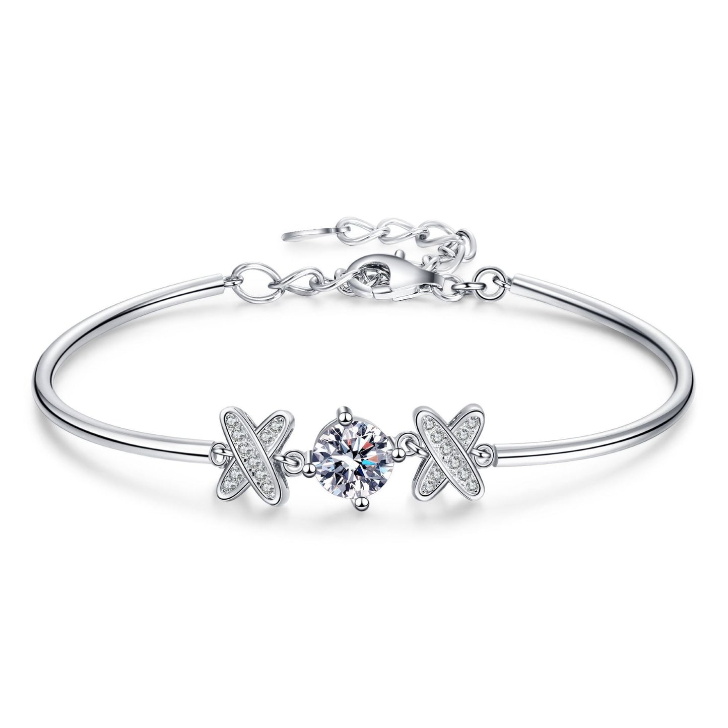 1 Carat X Letter Moissanite Bracelet - Moissanite Gemstone Jewelry for Women