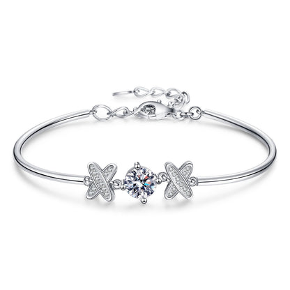 1 Carat X Letter Moissanite Bracelet - Moissanite Gemstone Jewelry for Women