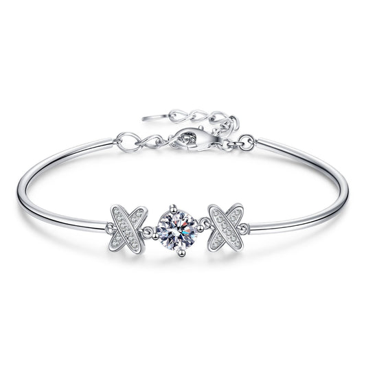 1 Carat X Letter Moissanite Bracelet - Moissanite Gemstone Jewelry for Women