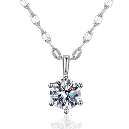 1 Carat Moissanite Pendant for women 925 Sterling Silver Hammered Chain