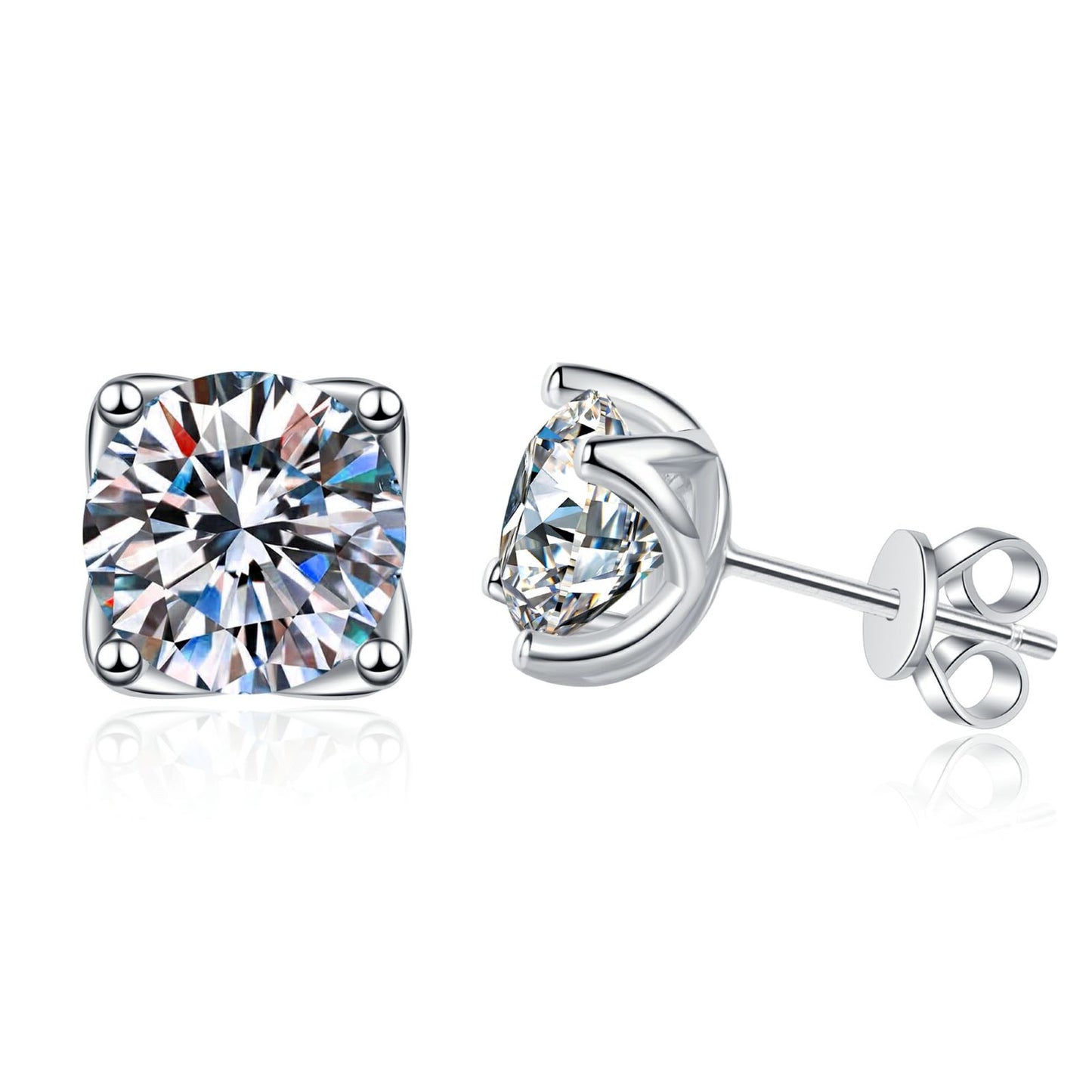 Round-Cut 1 Carat Solitaire Each - Moissanite Stud Earrings for Women and Men