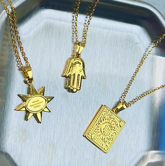 The Sunrise Set ---- 3PC Gold Plated Pendant Necklaces Set