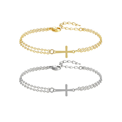 Cross Layered Chain Bracelet 2 Colors