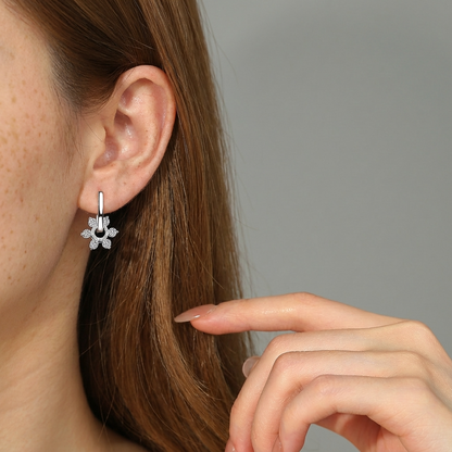 Callalove Moissanite Huggie Hoop Earrings for Women 1-2 Carat Dangle Design with Pavé Accents