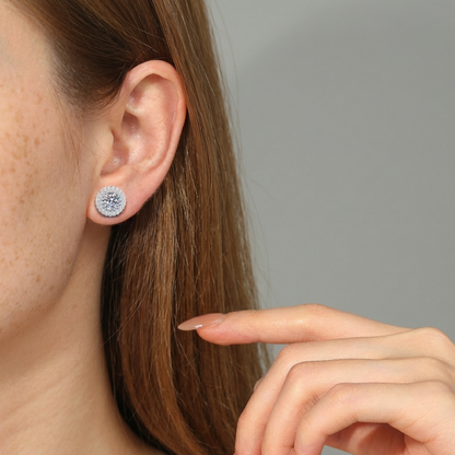 Callalove Moissanite Halo Stud Earrings for Women, 1CTTW Round Cut D Color VVS1 Moissanite