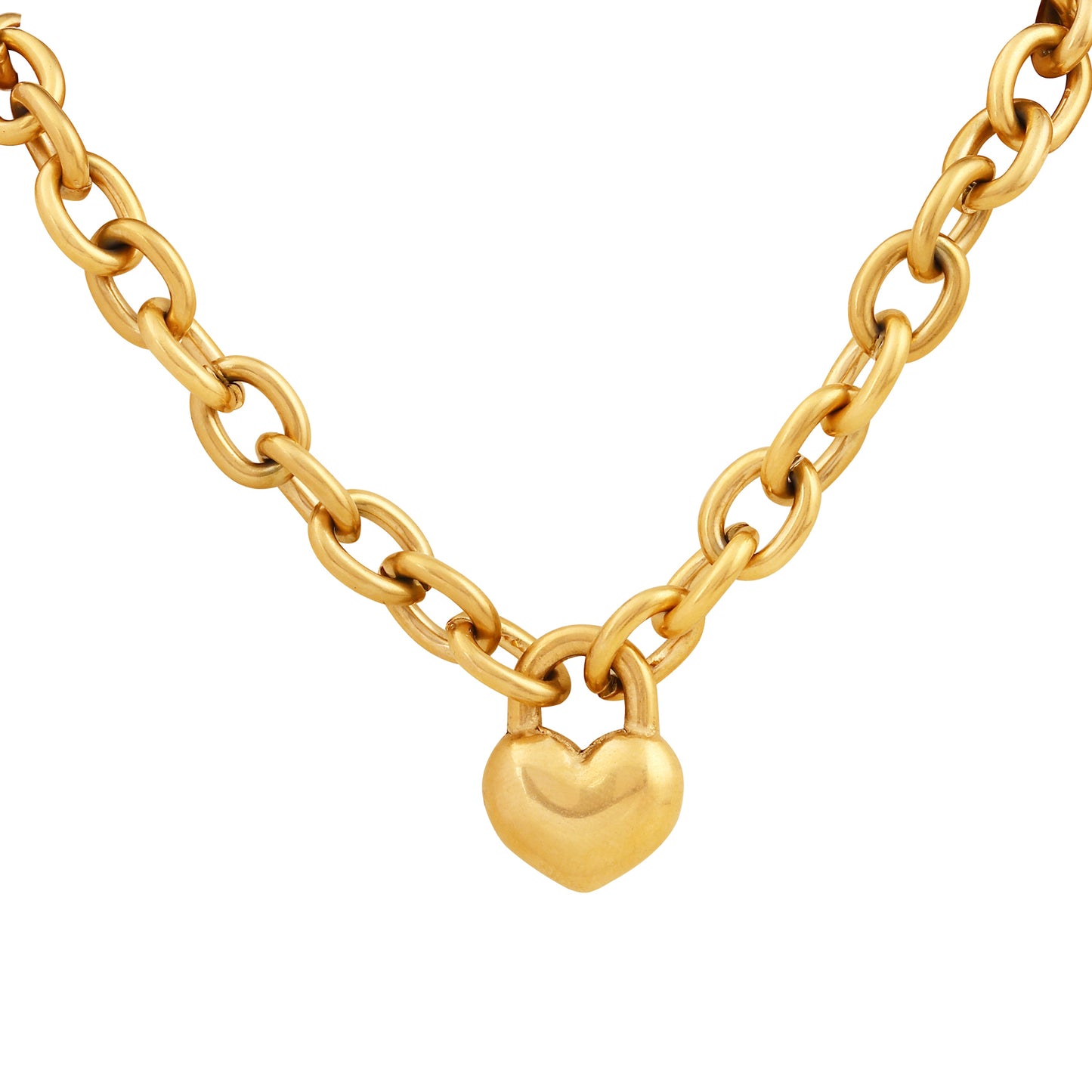 18K Gold Plated Solid Heart Pendant Necklace Bracelet Earring Set