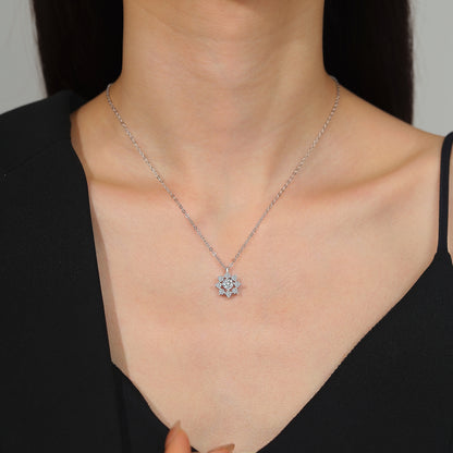 Moissanite Sunflower Pendant Necklace for Women, 1 Carat Moissanite Stone