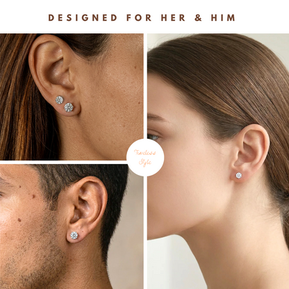 Moissanite Silver Stud Earrings Solitaire