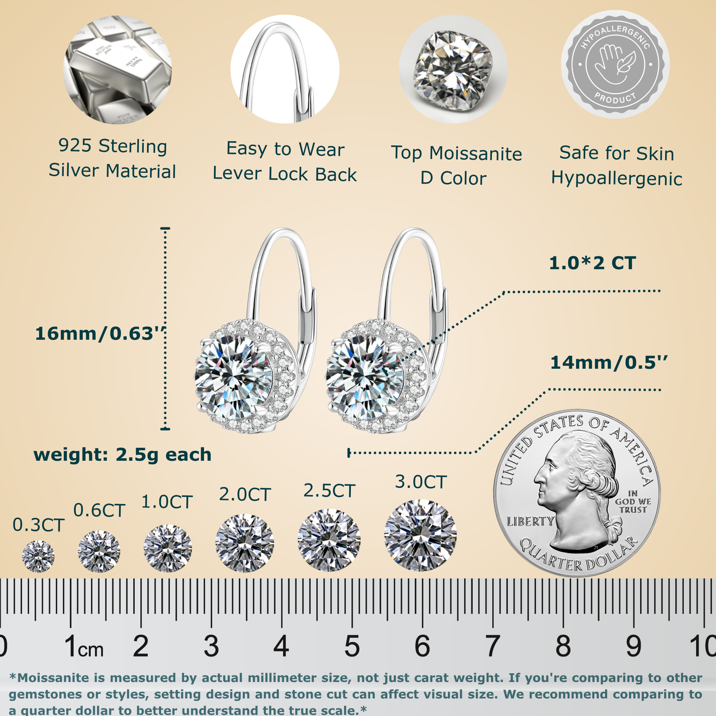Moissanite Huggie Hoop Earrings for Women