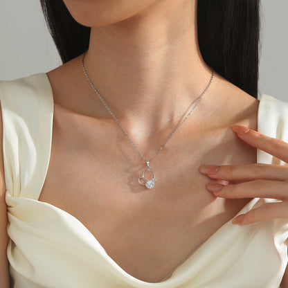 2 Carat Solitaire and LOVE  Irregular Heart Shape Moissanite Pendant Necklace for Women